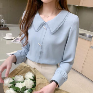 Baby Collar Shirt Western Chiffon Blouse