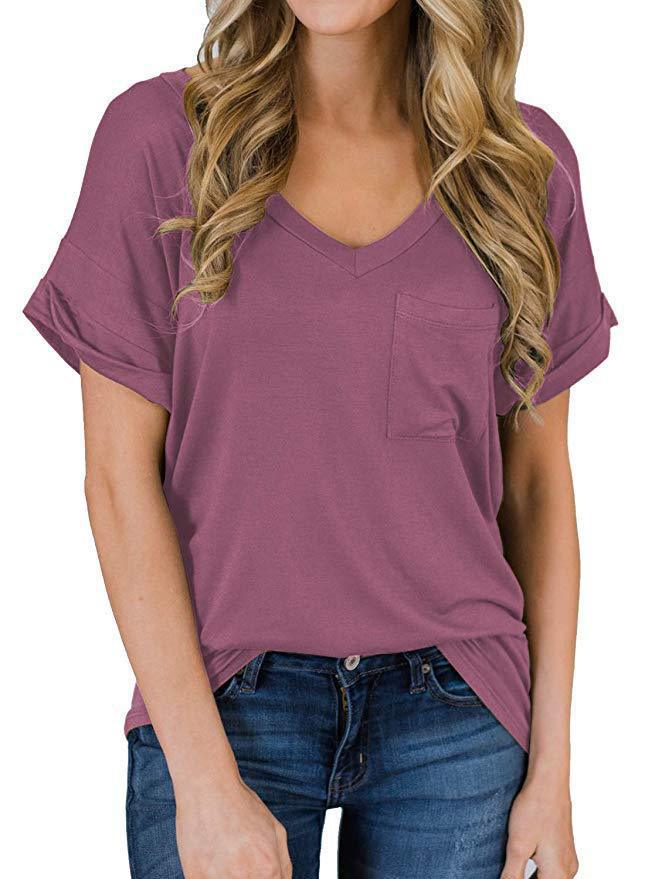 Women's V Neck Pocket Tee Roll - Image 12