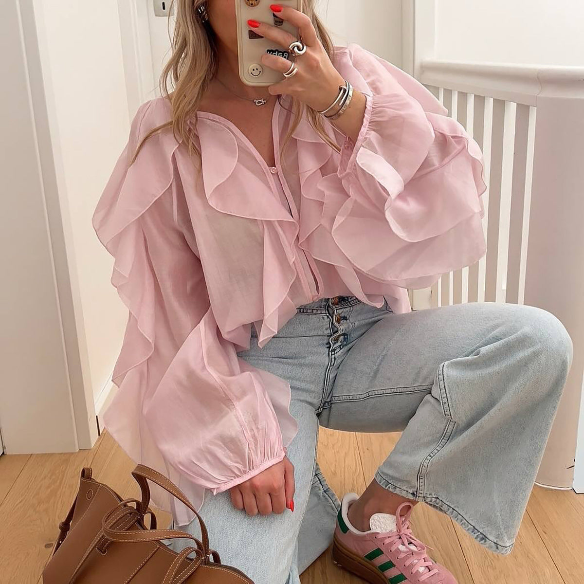 Loose Top Design Casual Elegant Chiffon Blouse - Image 3