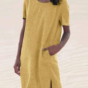 Cotton And Linen Multicolor T-shirt Dress