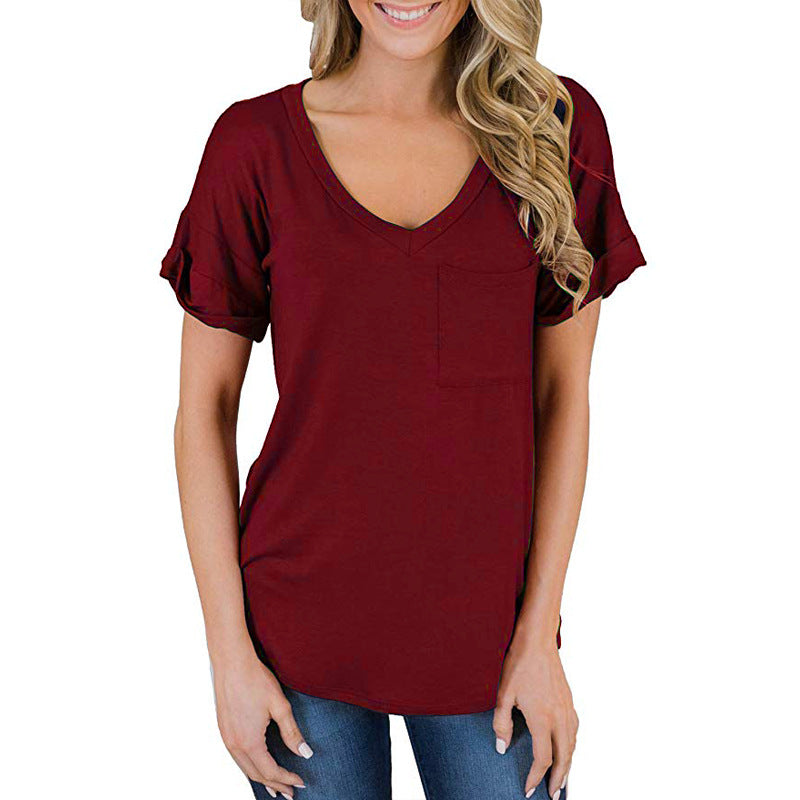 Women's V Neck Pocket Tee Roll - Image 13