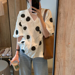 Printed Doll Shirt Summer Chiffon Ruffled Blouse