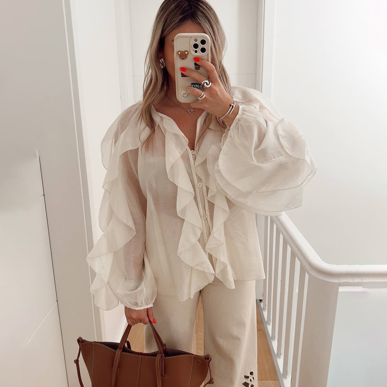 Loose Top Design Casual Elegant Chiffon Blouse - Image 2