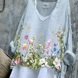 Women's Garden & Floral Pattern Cozy Linen Shirt