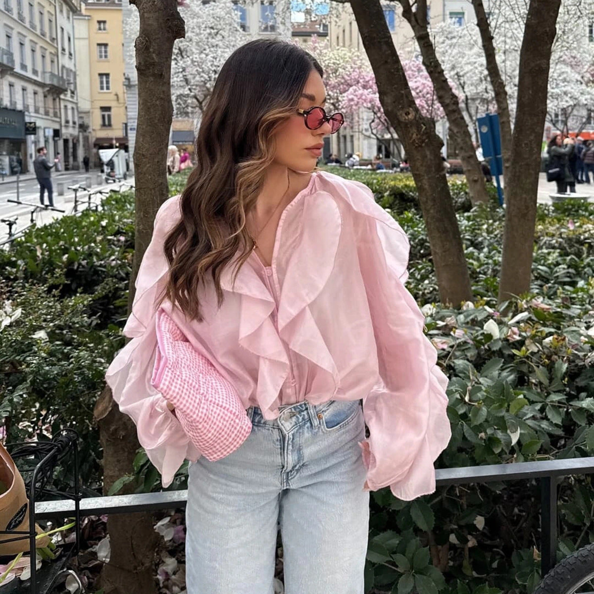Loose Top Design Casual Elegant Chiffon Blouse - Image 4