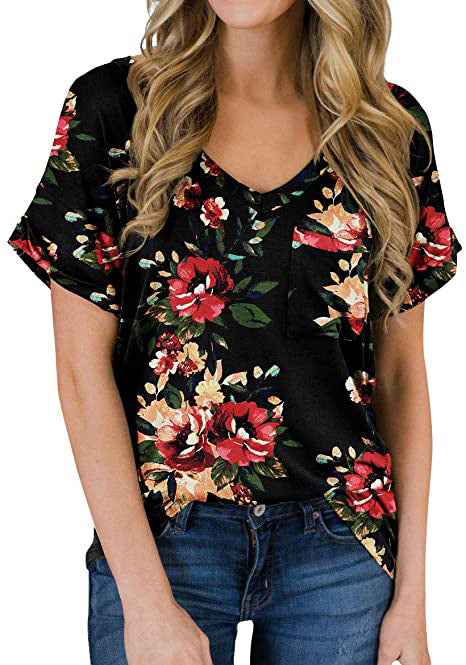 Women's V Neck Pocket Tee Roll - Image 15