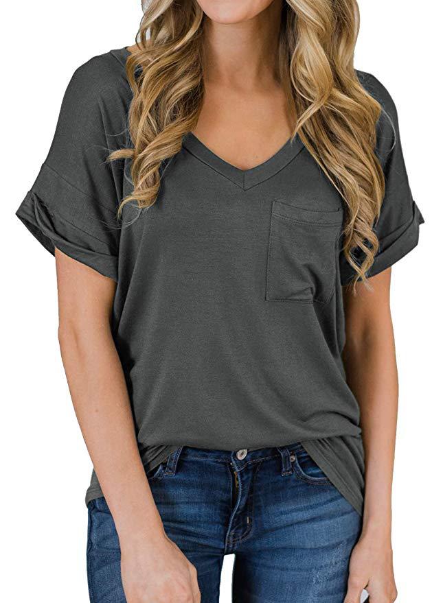Women's V Neck Pocket Tee Roll - Image 6
