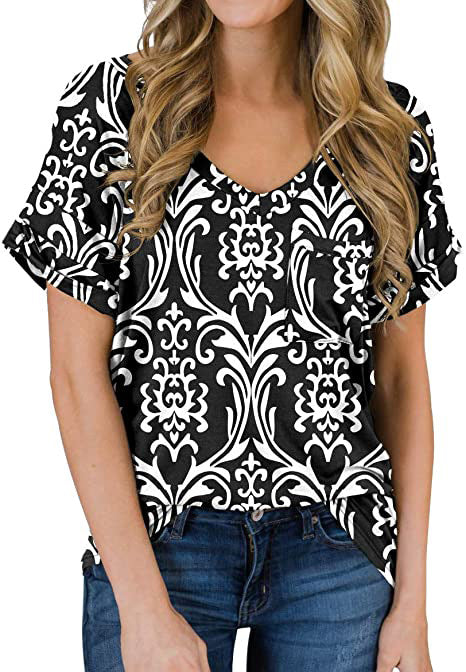 Women's V Neck Pocket Tee Roll - Image 14