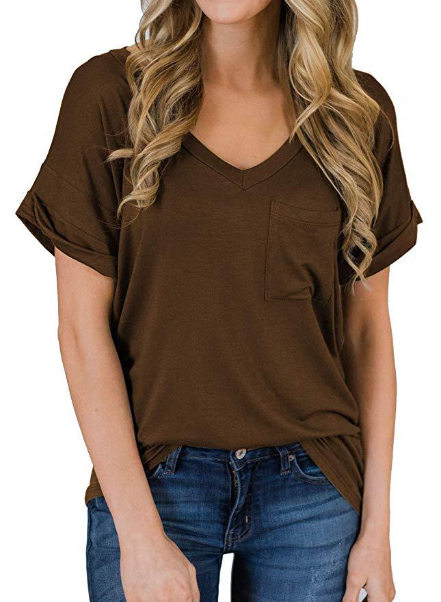Women's V Neck Pocket Tee Roll - Image 5