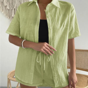 Women's Cotton And Linen Loose Shirt Shorts